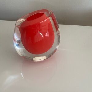Color Drop Vase hand blown art glass jewel like thick glass appearance 4.5” tall